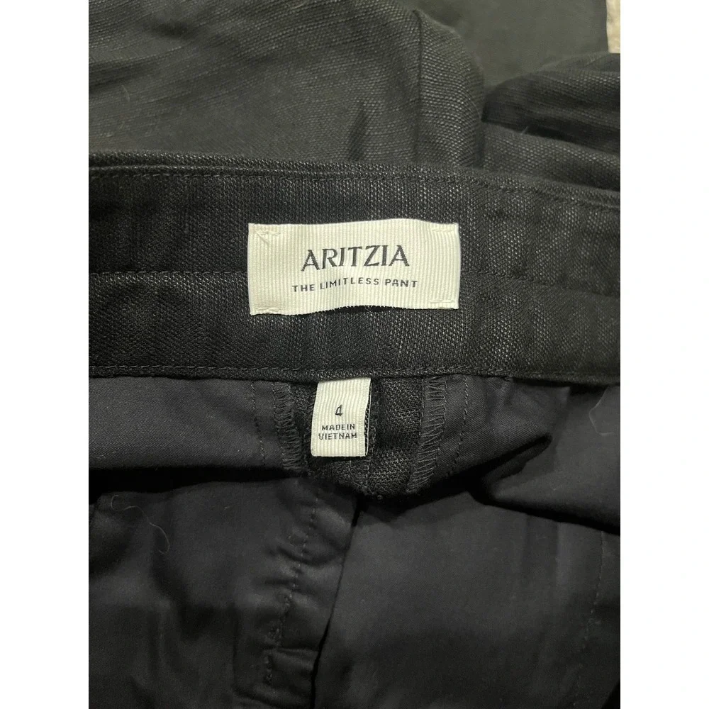 Aritzia The Limitless Pant Black Linen Blend Wide Leg Trousers Size 4